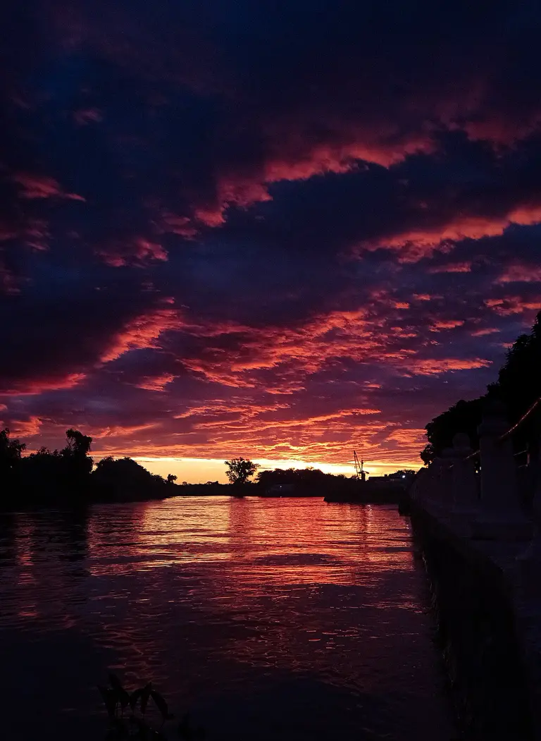 The Arroyo de las Vacas at dusk, the tidal creek that makes Carmelo's port.