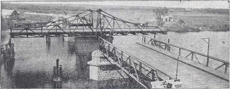 Opening day, 1 May 1912 — the swing bridge brand new.