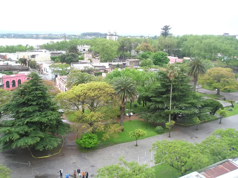 The Plaza Mayor seen from the lighthouse: the irregular Portuguese street plan UNESCO listed in 1995.