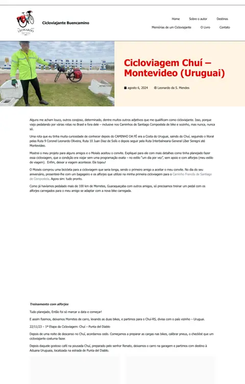 Captura de cicloviajantebuencamino.com.br/cicloviagem-chui-montevideo-uruguai-2