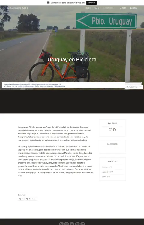 Captura de elgranviajealmundo.wordpress.com/uruguay-en-bicicleta