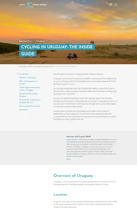 Captura de epicroadrides.com/cycling-blog/cycling-uruguay-overview