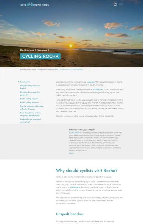 Captura de epicroadrides.com/destinations/cycling-uruguay/rocha
