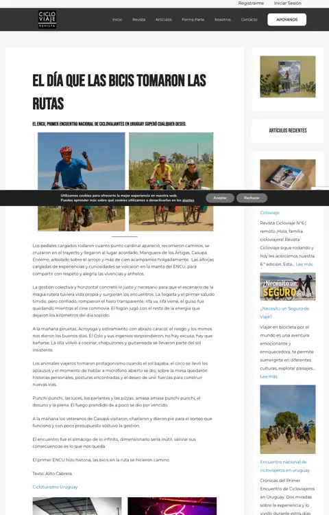 Captura de revistacicloviaje.com/encu-encuentro-nacional-de-cicloviajeros-en-uruguay