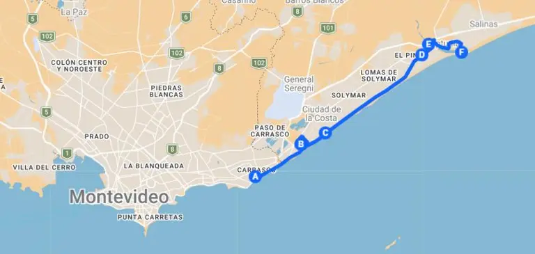 The itinerary in its metropolitan geographic context